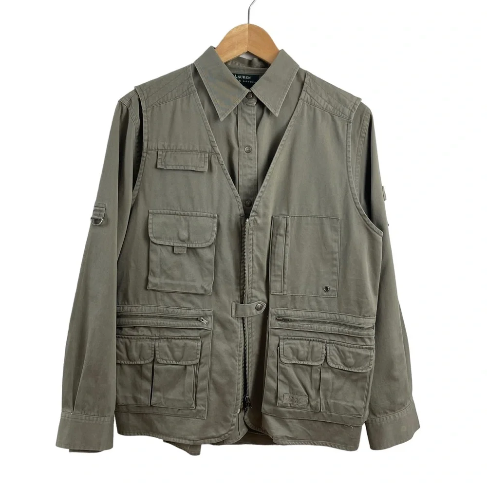 Lauren Ralph Lauren 2 Piece Cotton Utility Jacket Size Medium - Picture 3 of 17